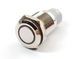 Waterproof Metal LED Ring Switch - Momentary - White