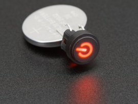 Mini Illuminated Momentary Pushbutton - Red Power Symbol