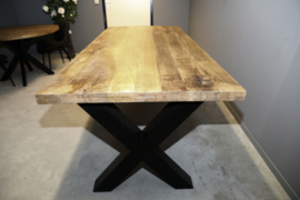 Eettafel mangohout rechthoek X-poot