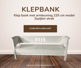 Klepbank met armleuning 220 cm model 3 spijlen strak