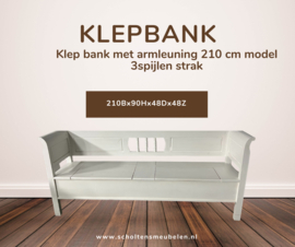 Klep bank met armleuning 210 cm model 3 strak Klepbanken | MEUBELEN
