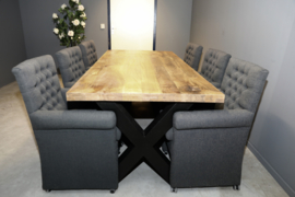 Eettafel mangohout rechthoek X-poot