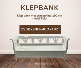 Klep bank met armleuning 190 cm model Tulp