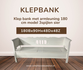 Klepbank met armleuning 180 cm model spijlen sier