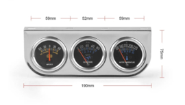 3 meter set oliedruk,temp,amps chroom/zwart analoog