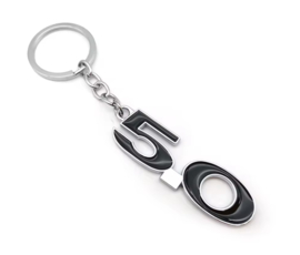 5.0 MUSTANG LOGO KEYCHAIN - CHROME/BLACK