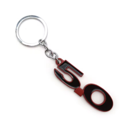 5.0 MUSTANG LOGO KEYCHAIN - BLACK/RED