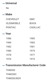 Automatic Transmission Kickdown Seal th350