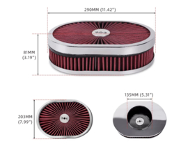 12 inch oval luchtfilter Rood/chroom