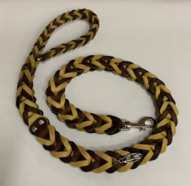 Lederen honden riem brown/yellow