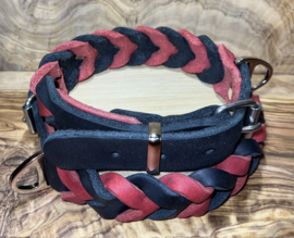 Hondenhalsband leer red/black
