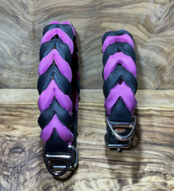 Hondenhalsband leer pink/black