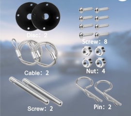 Hood pin kit Zwart. Motorkap snel sluiting