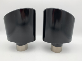 RVS black big ovaal uitlaat sierstukken set links en rechts