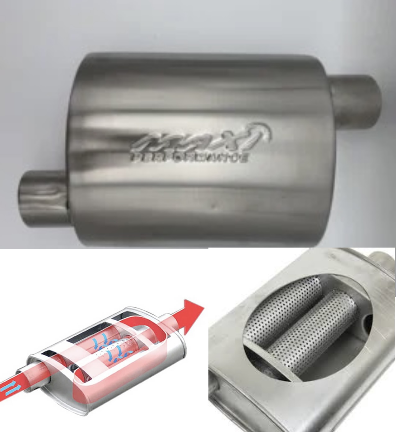 MAX turbo style Flo Performance rvs uitlaat demper 2,5 inch