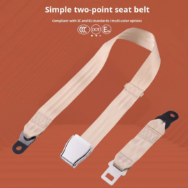 2 Point Airplane Buckle Lap Seat Belts Beige