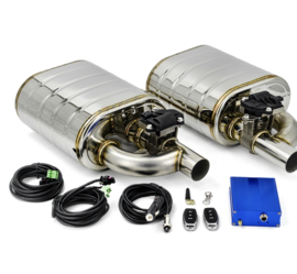 RVS Kleppen dempers set links + rechts met elektrische klep en besturing 2,5 inch