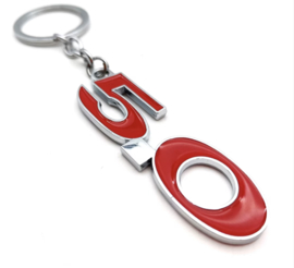 5.0 MUSTANG LOGO KEYCHAIN - CHROME/RED