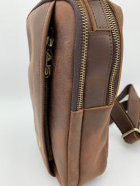 Handtas bruin leren crossbody bag 100% leer