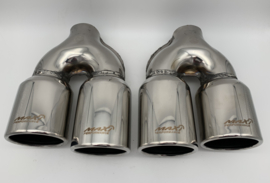 Set Uitlaat Sierstuk RVS Dubbel Rond versprongen – 2 x 89 mm