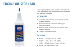 Lucas engine oil stop leak. 1 liter verpakking
