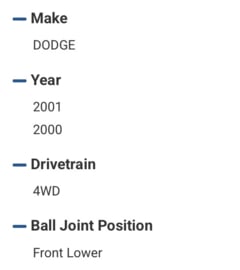 Ball Joint, Lower, Dodge, Pickup, 4WD, Each