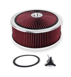 Luchtfilter 14 X 5 inch high flow chroom met rood filter