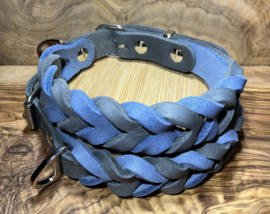 Hondenhalsband leer Blue/ Grey