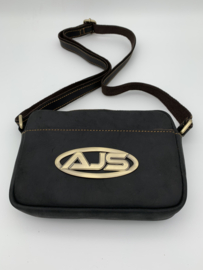 Handtas Mat zwart messenger shoulder/crossbody bag 100% leer