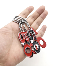 5.0 MUSTANG LOGO KEYCHAIN - CHROME/RED