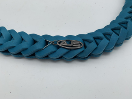 Lederen honden riem Sea blue