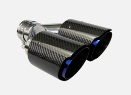 Universal Carbon Fiber Dual Exhaust Tip (Size : 63MM IN-101MM OUT)
