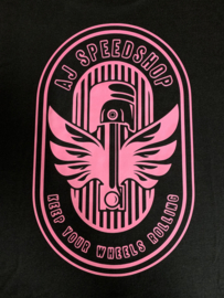 T-shirt keep your wheels rolling / pink logo