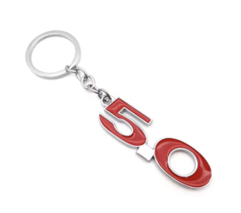 5.0 MUSTANG LOGO KEYCHAIN - CHROME/RED