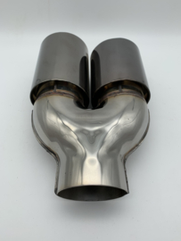 Sierstuk black pearl RVS Dubbel Rond – versprongen – 2 x 76 mm