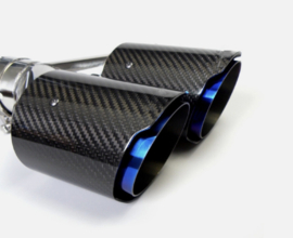Universal Carbon Fiber Dual Exhaust Tip (Size : 63MM IN-101MM OUT)