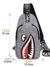 crossbody bag shark (canvas)