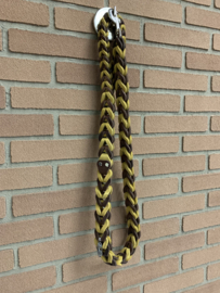 Lederen honden riem brown/yellow