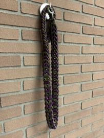 Lederen honden riem berry/army green