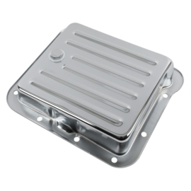 Transmission Pan, Stock, Steel, Case Fill, Chrome, Finned, Ford, C4
