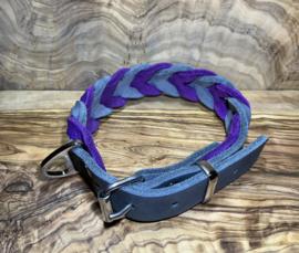 Hondenhalsband leer Purple/grey