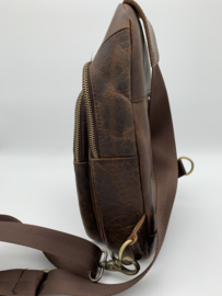 Bodytas  bruin leren crossbody bag 100% leer
