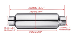 Gepolijst Rvs cherry bomb 2,5 inch