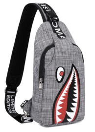 crossbody bag shark (canvas)