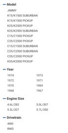 1967-1974 Headers chevrolet, gmc, pick-up, suburban Small Block