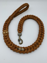 Lederen honden riem Cognac