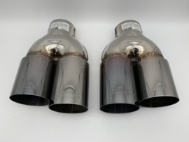 Set Sierstukken black pearl RVS Dubbel Rond – versprongen – 2 x 76 mm