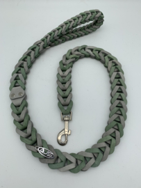 Lederen honden riem Stone/moss