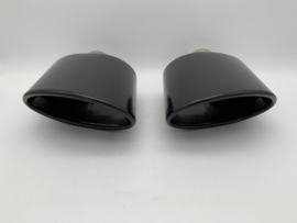 RVS black big ovaal uitlaat sierstukken set links en rechts