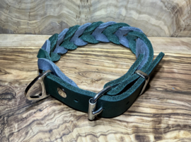 Hondenhalsband leer Grey/green